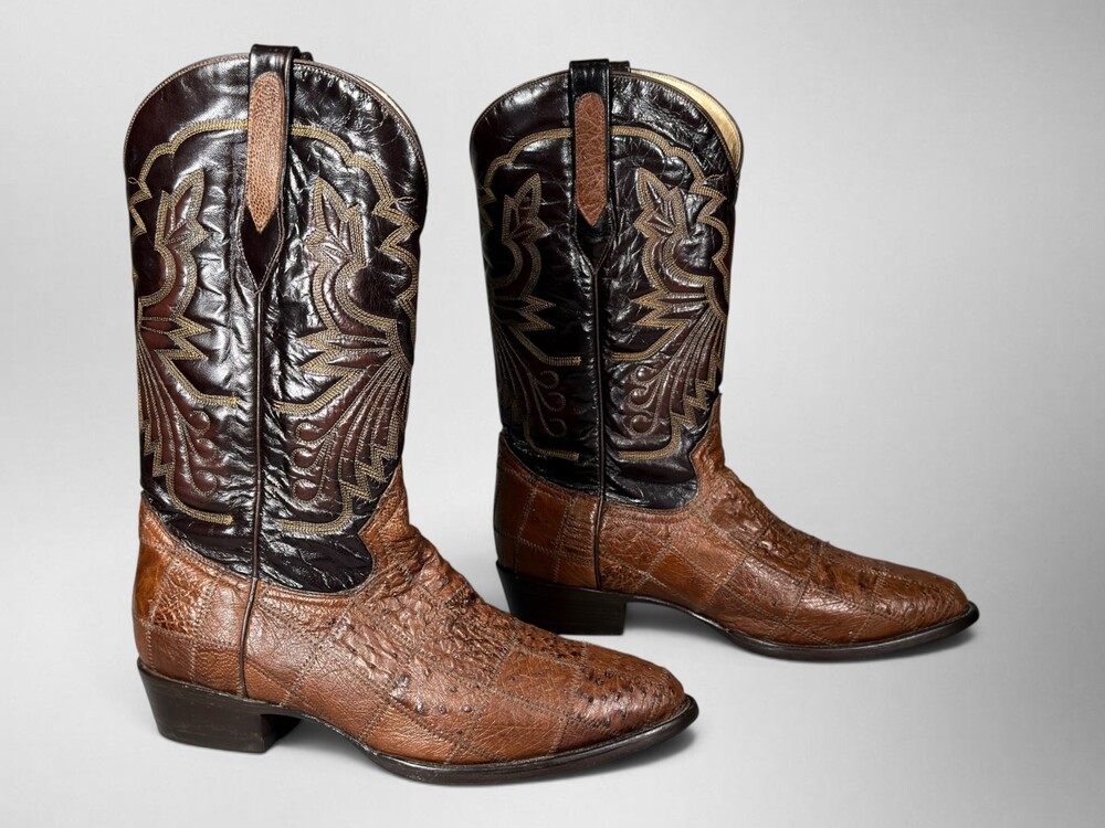 Corral Genuine Ostrich Cowboy Boots Men 10.5 EE Brown Exotic Leather Mexico